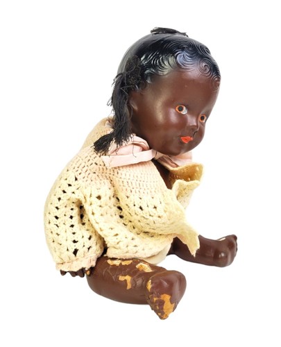Antike Vintage 1920’s-30’s Brown Girl Clothed Composition Baby Doll Topsy Americana - Bild 2 von 13