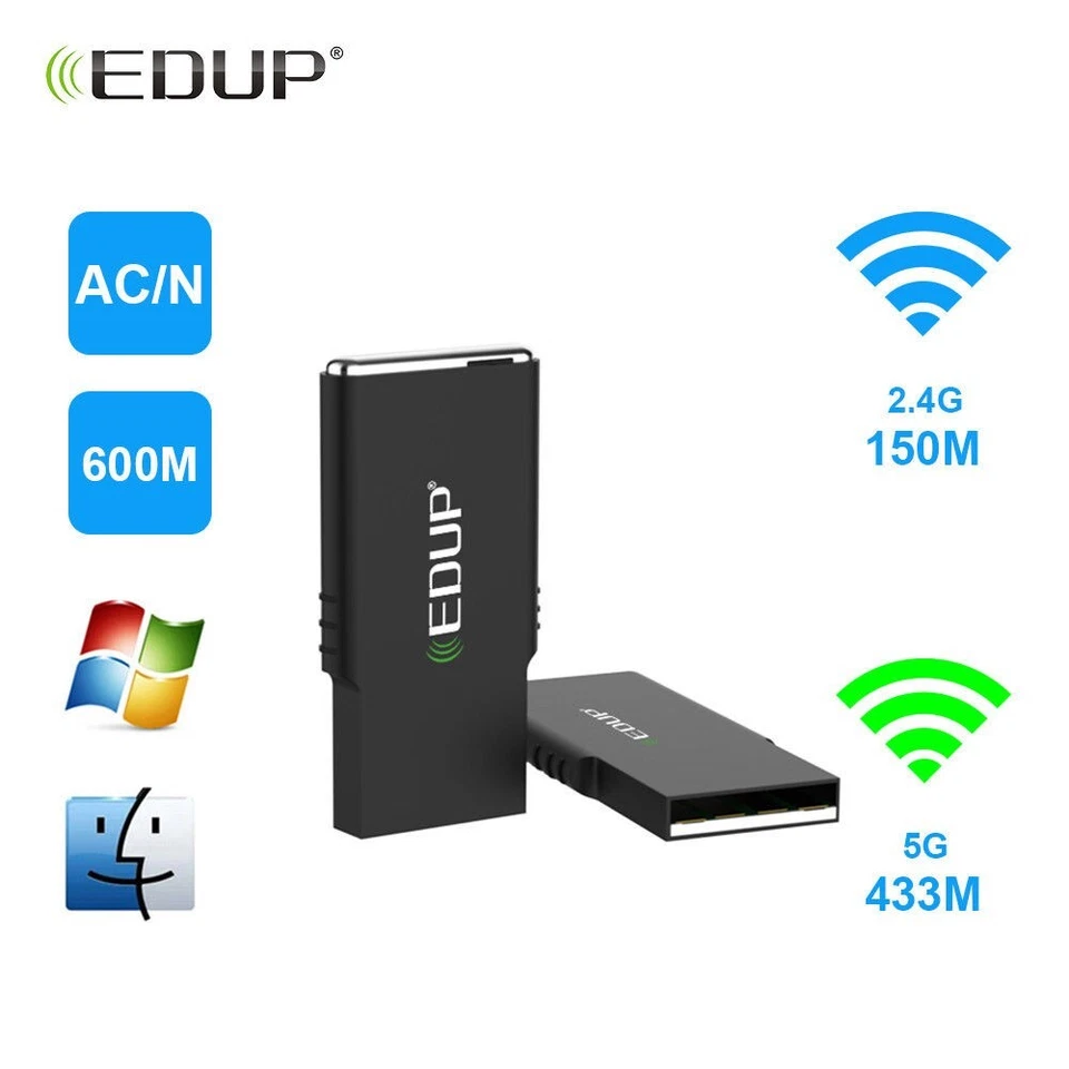 WiFi Adapter AC 600Mbps USB Wireless Network Extended Range Receiver Dongle 600 - Image 2 of 4