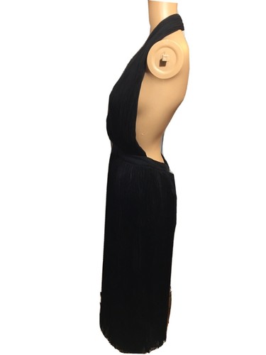 VALENTINO Runway SS01 Pleated Halter Plunging Neck Open Back Midi Dress US8 - Picture 4 of 9
