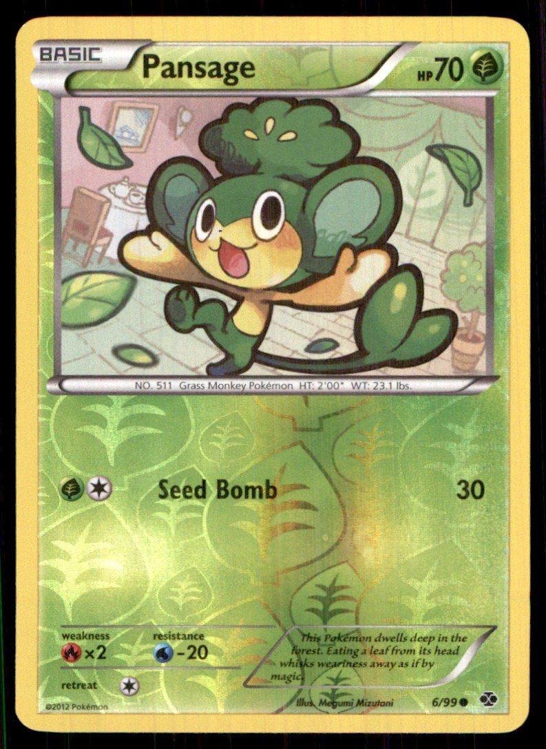 2012 Black & White - Next Destinies Reverse Holo Pansage Basic/Common #6