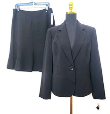 New Jones Studio/Jones Wear Women's Black 2Pc Lined Skirt Suit Size 14