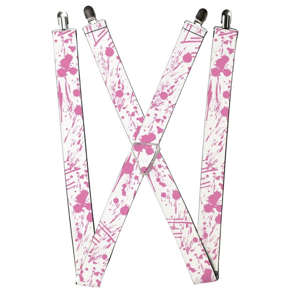 Buckle-Down Suspenders, Splatter White Pink 1.5-Inch Wide Regular (Us Import)-image