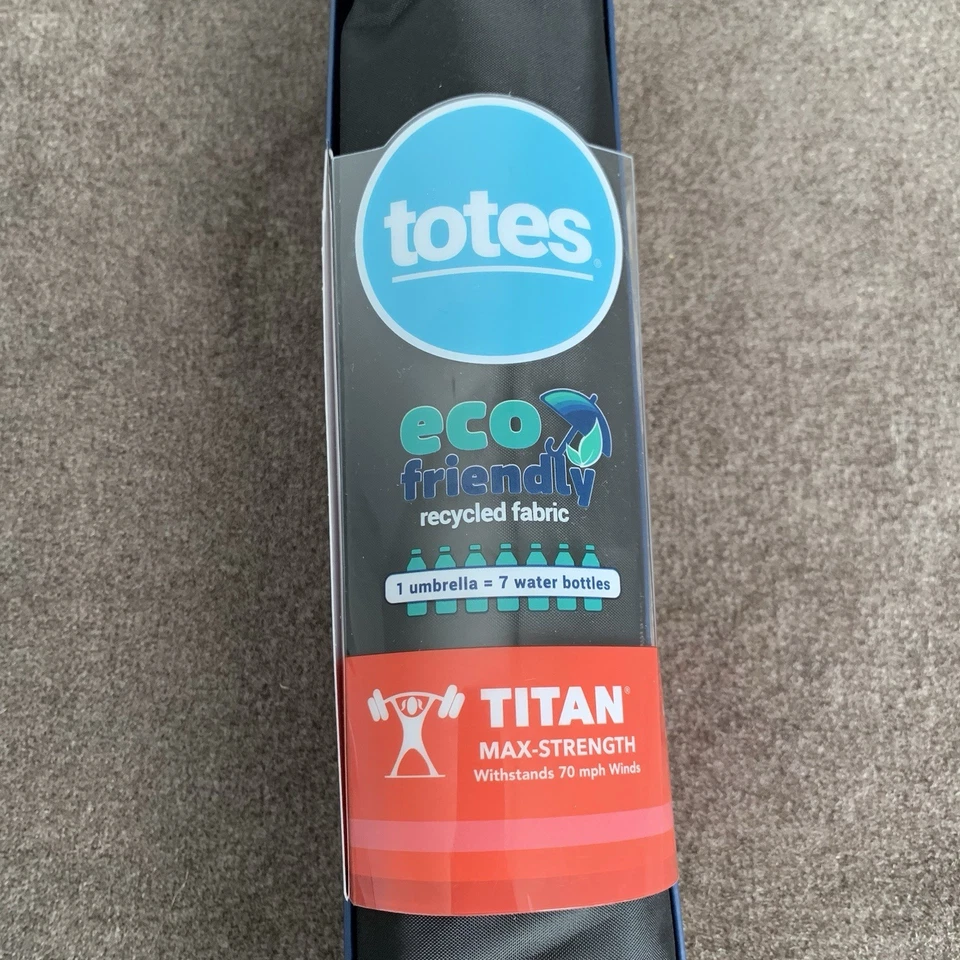 Totes Umbrella Titan 47" Coverage 70 mph Wind Guard Eco Friendly Black - Image 2 of 4