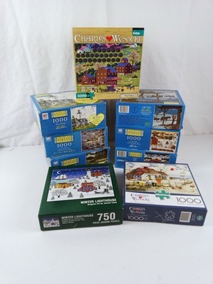Charles Wysocki Lot of  9 Jigsaw Puzzles-Not Completed-Great Shape Vintage Asstd