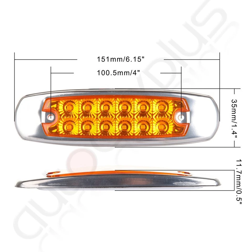 10 PIEZAS ÁMBAR LED SEÑAL DE GIRO SEPARACIÓN LUZ MARCADORA LATERAL CROMADA PARA REMOLQUE Foto 3 de 4