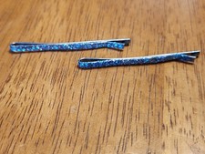 1960s Pair of Blue Glitter Vintage Silver-Toned Bobby Pins for Retro Hair