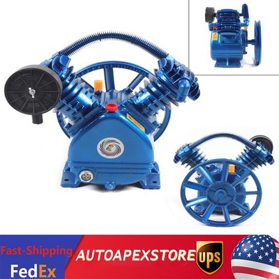 8.8CFM V Type Twin Cylinder 3HP Double Stage Air Compressor Pump Head 175PSI NEW