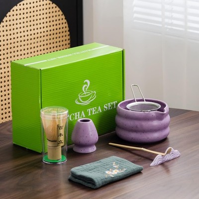 7Pcs Japanese Matcha Tea Set, Matcha Kit with Matcha Bowl (with Pouring Spout...