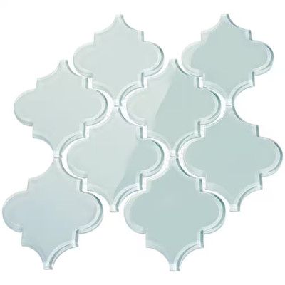 Baby Blue Arabesque 4 In. X 5 In. X 8Mm Glass Backsplash and Wall Tile (7 Sq. Ft
