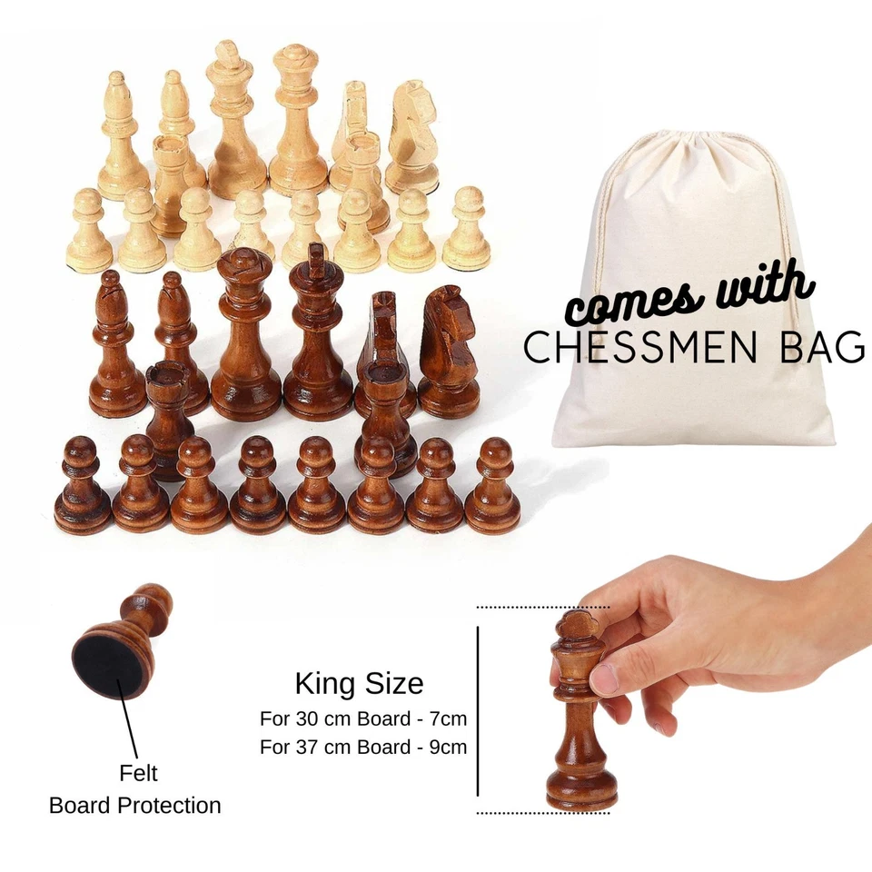 Handmade Luxury Chess Set – Staunton Carved Wooden Chessmen & 14.5 Inch Board - Image 3 of 4
