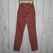Vintage Wrangler High Rise Pleated Jeans Heather Red Bareback, sz 7/8 (26x35.5)