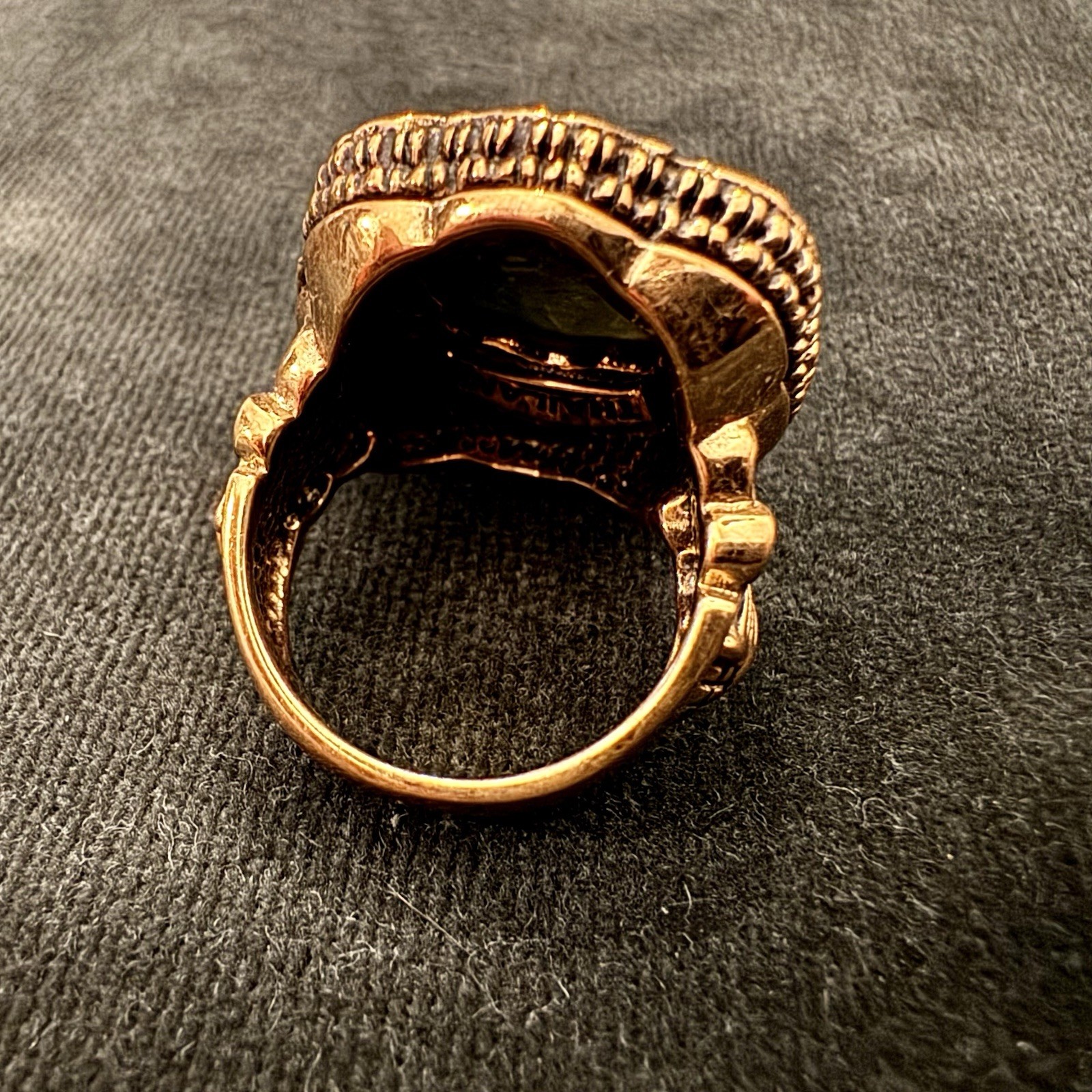 Bronze & Turquoise Statement Ring Signed Thai Siz… - image 6