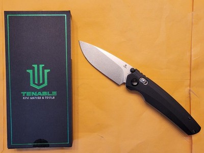 Tenable Knives Raven Folding Knife 3.13  14C28N Sandvik Steel Blade G10 Handle