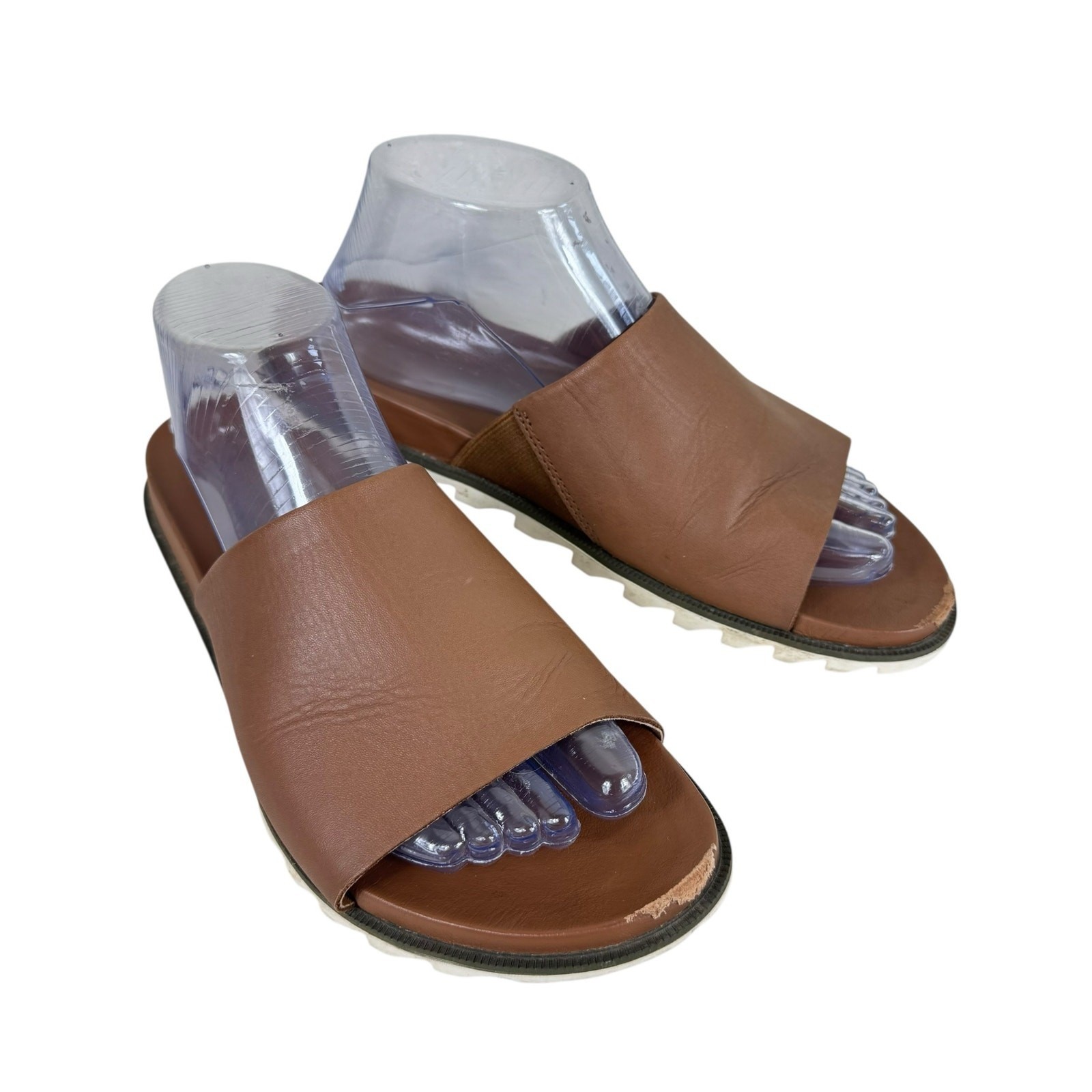 Sorel Roaming Decon Brown Leather Lightweight Slide Sandals Women's Size 9