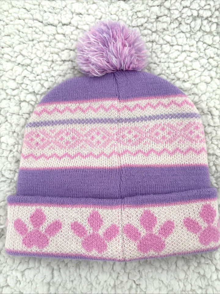 Paw Patrol Girls Winter Beanie Hat with Pom Pom - Nickelodeon - Pink/Purple - Image 3 of 4