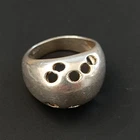 Chunky Dome Silver Ring Modernist Cutout Band Small Size 5 Bold Puffy Sterling