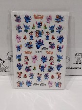 Adesivi Nail Art Lilo & Stitch Set 5 Fogli Disney Vinile Kawaii Nuovi