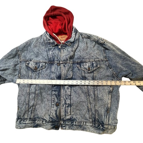 Levis VTG Hooded Jacket 75076-0219 Levi Strauss Sz XL Denim Hoodie Trucker - Picture 4 of 12