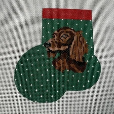 Dachshund Mini Stocking Needlepoint Ornament A Bradley Hand Painted 18 Ct