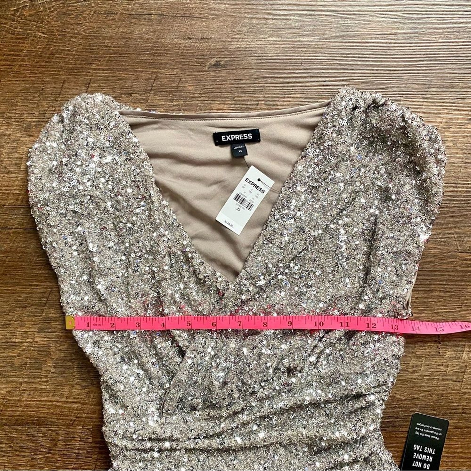 EXPRESS sleeveless silver sequin asymmetrical dre… - image 11