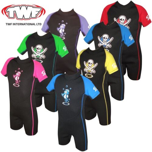 BOYS GIRLS SHORTY WETSUIT CHILDS KIDS UV SWIM WET SUIT TO FIT AGE 1-10 YEARS - Picture 3 of 21
