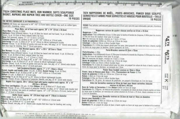 Simplicity Sewing Pattern 7024 Christmas Table Accessories Home Decor UNCUT - Image 2 of 2