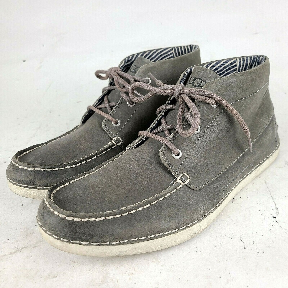 UGG Gray Leather Kaldwell Chukka Casual Boots Men display picture 3