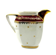 Limoges Milk Pitcher Maroon Gold Filigree Vintage France