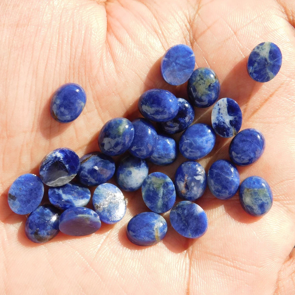 Natural Sodalite Oval 3x5 mm to 15x20 mm Cabochon Loose Gemstone Lot - Image 2 of 4