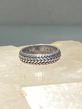 Tire tread size 6.75 ring biker band sterling silver women