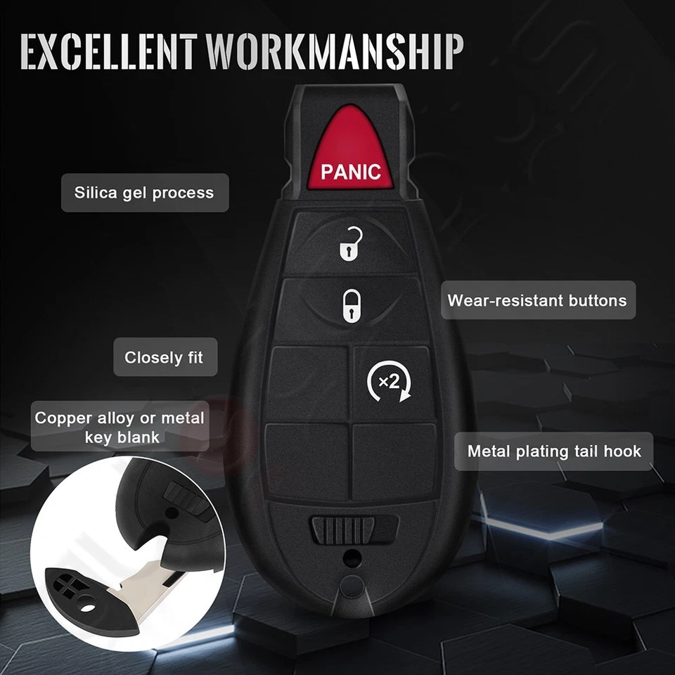 2 Llavero de coche remoto para RAM 1500 2500 3500 Dodge Journey 2008 2009-2012 botones Foto 3 de 4