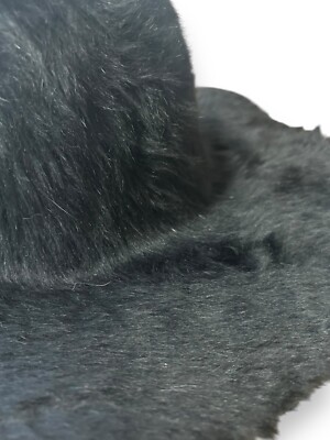 Vintage 70s Black Fur Wide Brim Hat soft Fuzzy Hippie Boho 