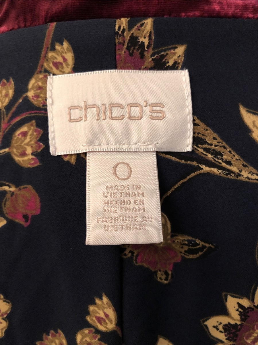CHICOS 0 burst merlot burgundy velvet button party cocktail blazer jacket S $139 View 3