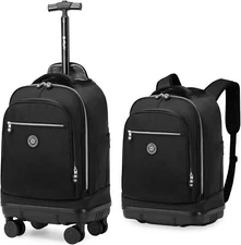 Rolling Backpack with Detachable Wheels 18inch Laptop Backpack Carry on Luggage