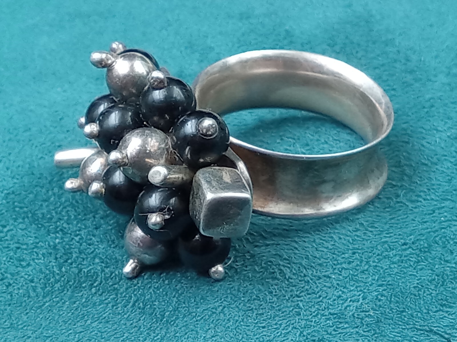 Statement Artisan Made Sterling Silver Ring w. Sp… - image 4