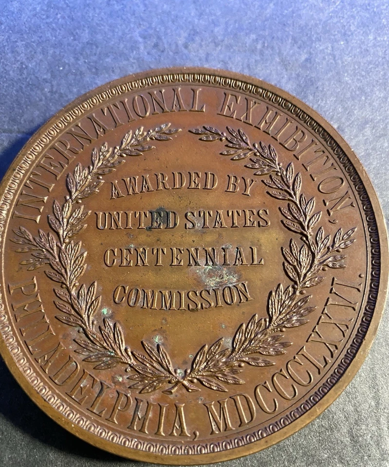 Gran Medalla Premio Filadelfia Exposición Centenario 1876 EE. UU. 76 MM, 285,0 Gm Foto 2 de 4