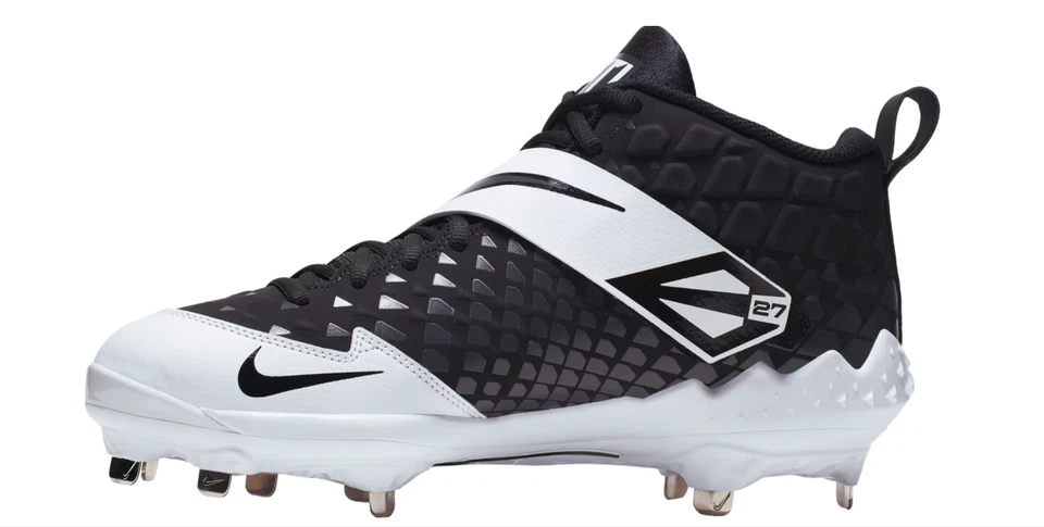 Botines de béisbol Nike Force Air 6 Pro de metal talla 7,5 AUTÉNTICOS negros blancos unisex Foto 3 de 4