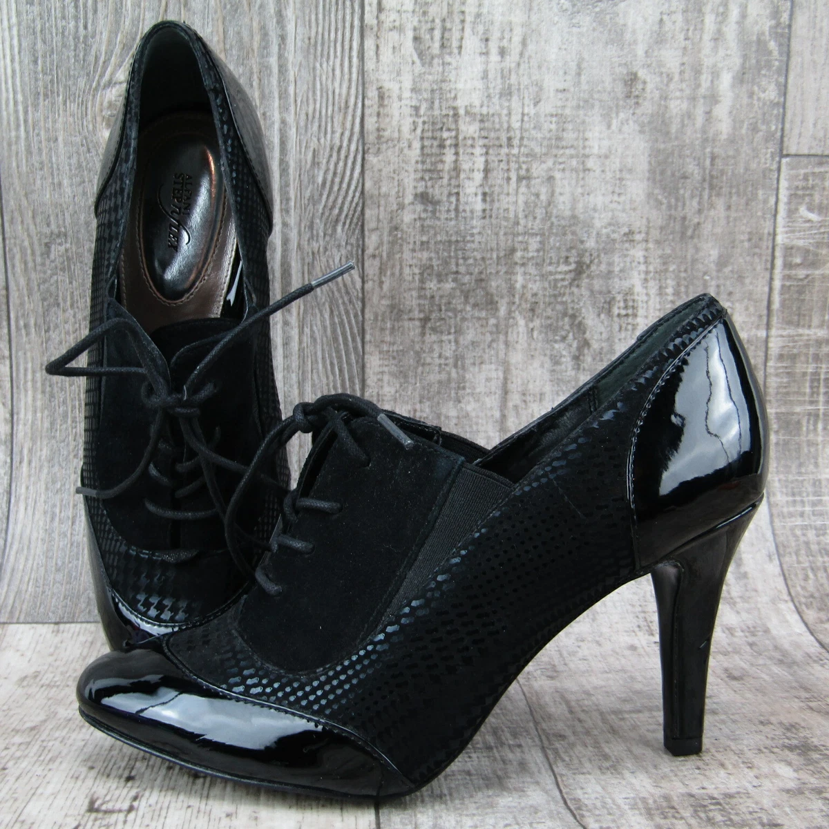 ALFANI Black Lace Up Oxford Wing Tipped Stiletto High Heels SZ 5.5 M