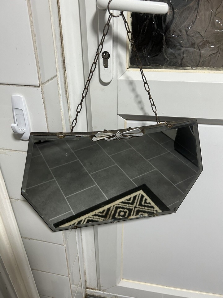 Wall Mirror Antique Hexagonal Aged 30cmx45cm Beautiful Vintage Mirror