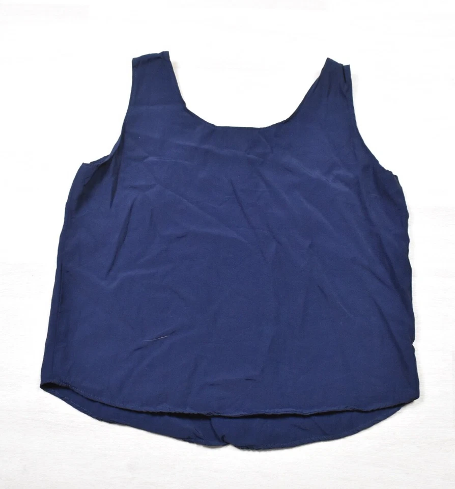Camiseta sin mangas envolvente años 90 camisola para mujer azul marino talla grande de colección Foto 3 de 4