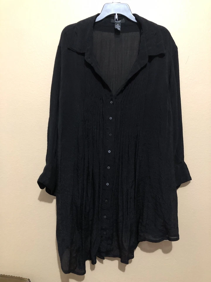 Alfani Women Black 3/4 Sleeve Sheer Blouse Size 1X - Image 4 of 4