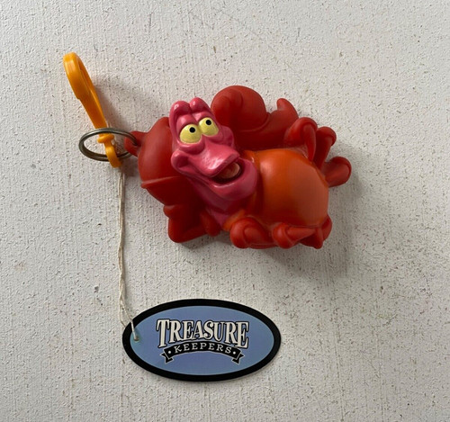 VTG 90s Disney Little Mermaid Sebastian Treasure Keeper Clip On Key Chain NEW