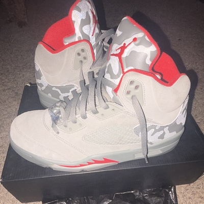 #ad Jordan Air Jordan 5 Retro Camo Gray Red Mid Top Men 2017 136027 051 $100.00