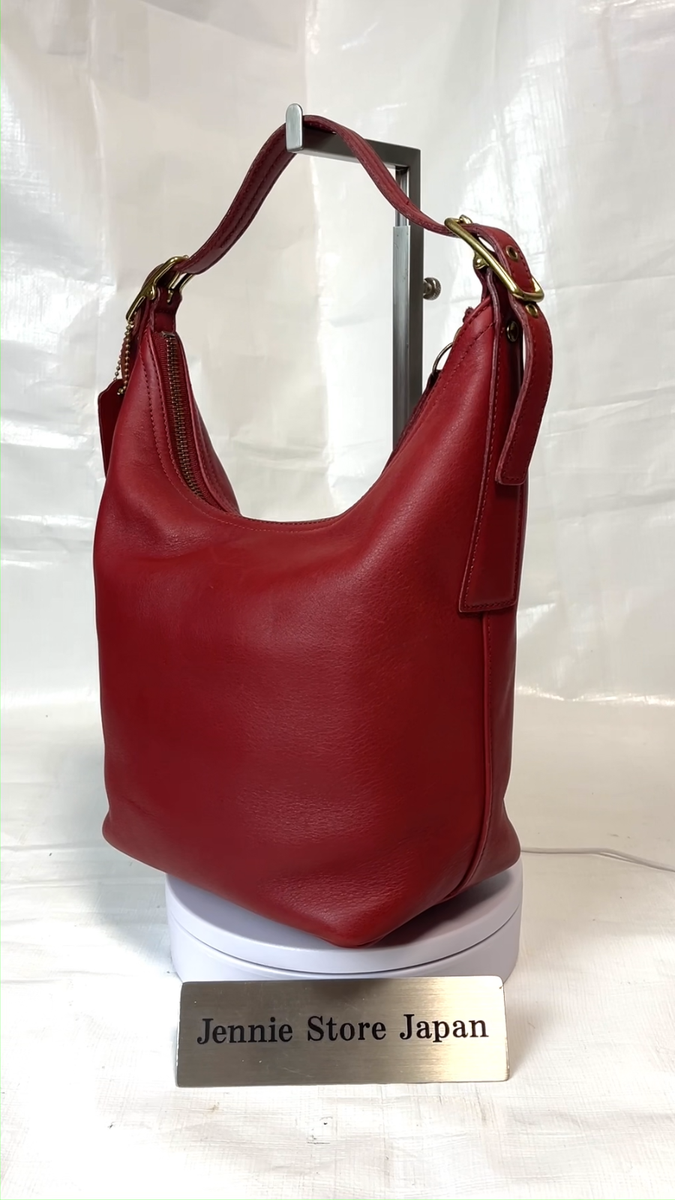 COACH 9823 Red Leather Hobo Shoulder Bag Classic Vintage Crescent
