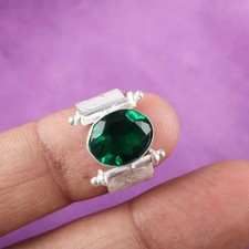 Green Emerald 10x12mm Gemstone 925 Sterling Silver Handmade Party Were Ring ,,,