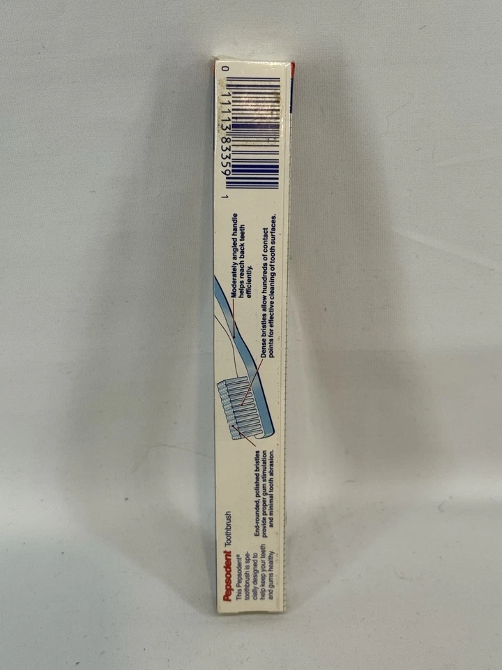 Cepillo de dientes blanco vintage Pepsodent FIRM cerdas redondeadas nuevo Foto 2 de 2