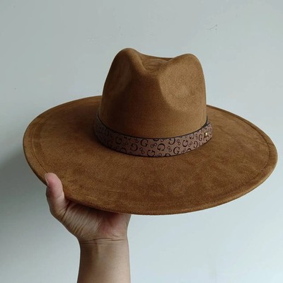 Suede Fedora Hat With Heart-shaped Top 9.5cm Brim New Accessories Jazz Panama