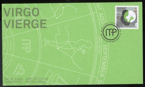CANADA 2012 FIRST DAY COVER, SIGNS OF THE ZODIAC, VIRGO THE MAIDEN !! LO81-1