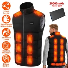 23 Heating Zones Heated Vest w/20000mAh Battery Pack Electric Women Men Jacket