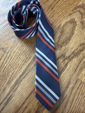 J Crew Crewcuts 100 Silk Necktie 42   Tie Navy Blue Striped Skinny 2  Size 2-7